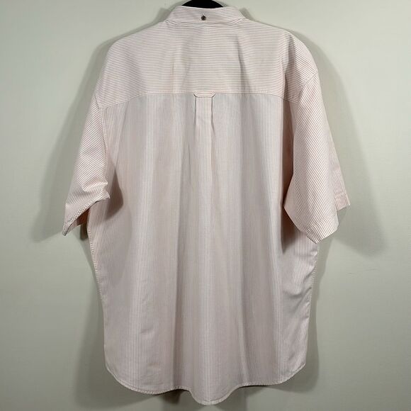 Grand Isle 100% Cotton Orange White Stripe Men Short Sleeve Button Down Shirt 2X - Picture 2 of 12